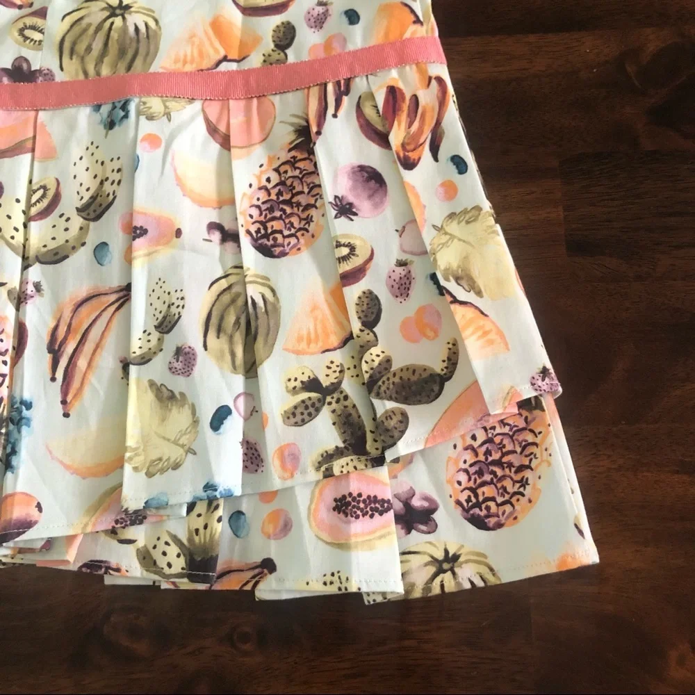 Pili Carrera Spain Pleated Fruit Shift Dress